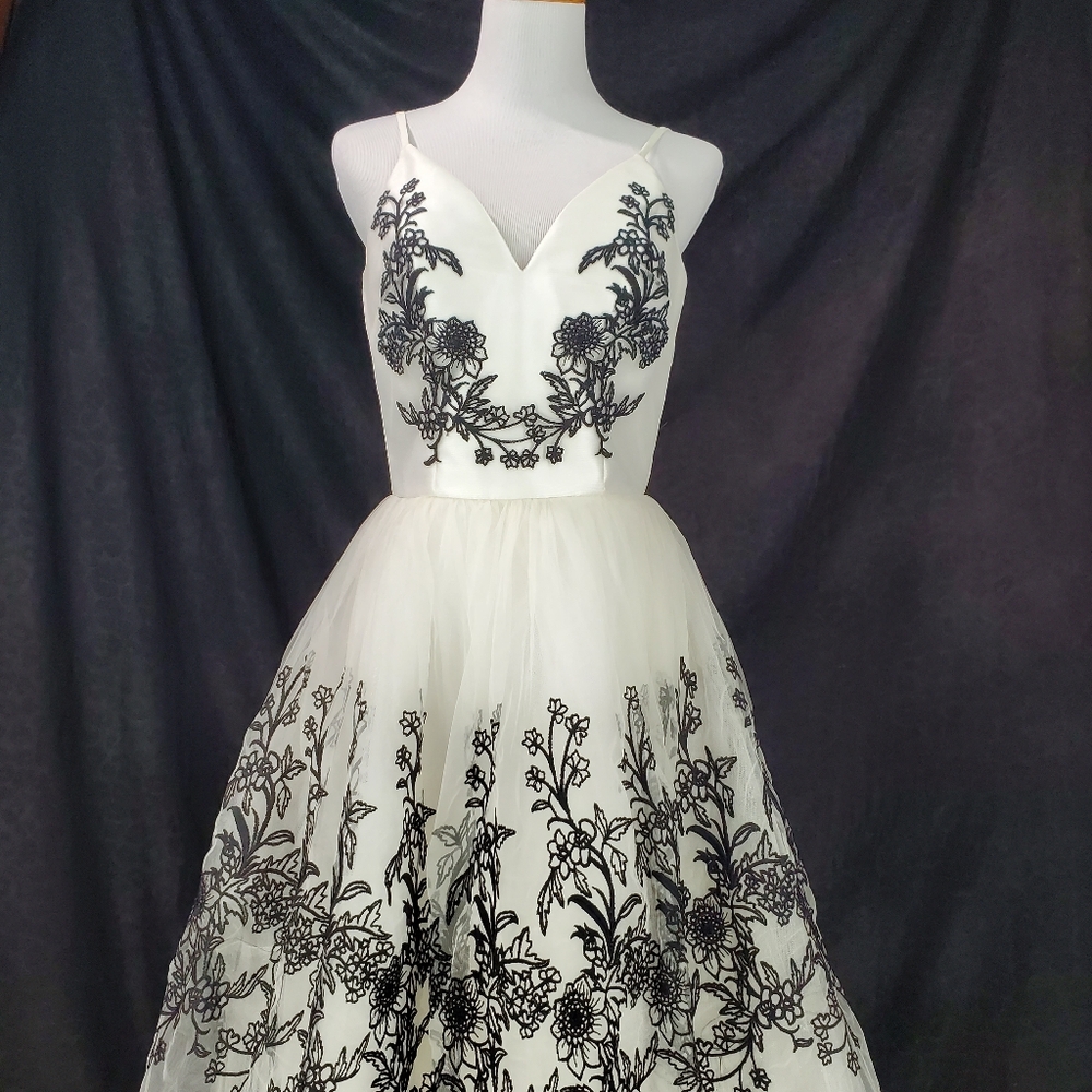 NWT Chi Chi London White Dress with Black Embroidery Fairy Glinda Princess Ball - Picture 5 of 17